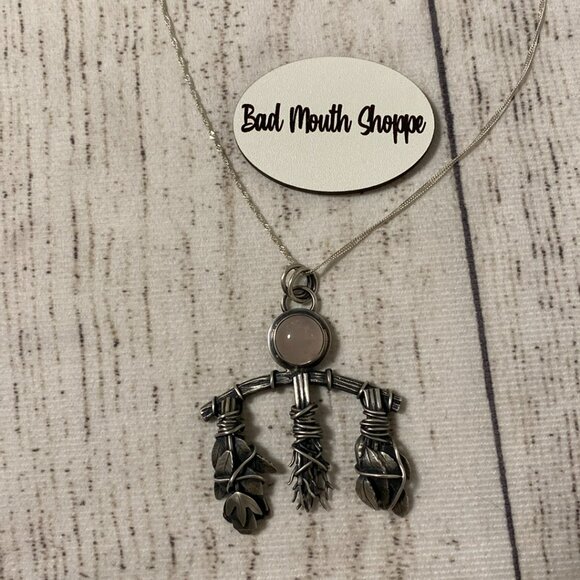*Silver Copse Jewellery Handmade Rose Herb Rack Pendant Rose Quartz Necklace